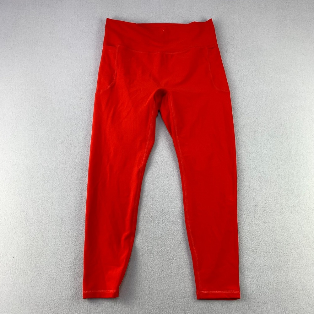 Old Navy PowerSoft Boundless Leggings Women L Red Active Extra High-Rise Pocket